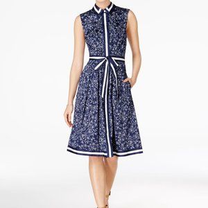 MAISON JULES Floral Button Down Striped Dress